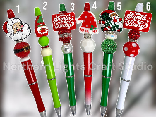 Custom Beaded Christmas Pen, Bling Pen, Christmas Bling Pen, Santa Gift, Ho Ho Ho, Santa Baby, Cute Stocking Stuffer, Gnome, Santa