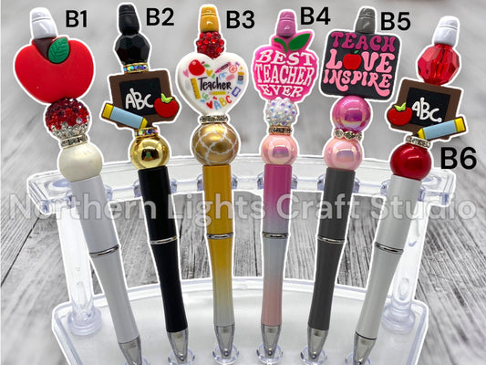 Bead Pen, Teacher Appreciation Gift, Inexpensive Teacher Gift, Bling Pen, Best Teacher Ever, Christmas Gift for Teachers, Teacher Apple