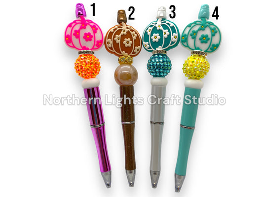 Beaded Pens, Boho Pumpkin Pen, Fall Pen, Boho Pen, Bling Pumpkin Pen, Cute Pen, Bling Pen, Bead Pen, Boho Themed Pens, Harvest Gift