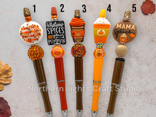 Custom Beaded Pen, Pumpkin Spice Latte, Bling Pen, Thanksgiving Gift, Pumpkin Themed Gift, Caramel Latte, Coffee Pen, Fall Themed Gift