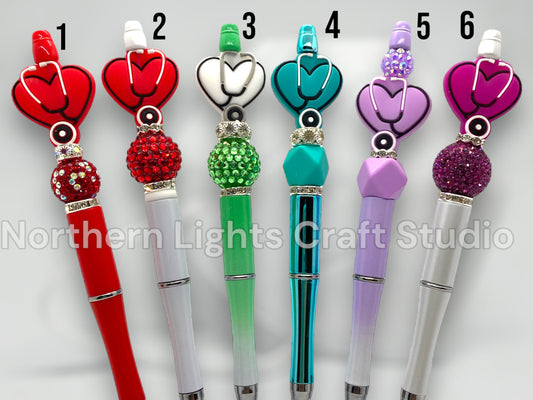 Custom Beaded Nurse Pen, Gifts for Nurses, Bling Pen, Rhinestone Pen, Gift for Doctors, Nursing Heart Gifts, Gifts for Medical Staff