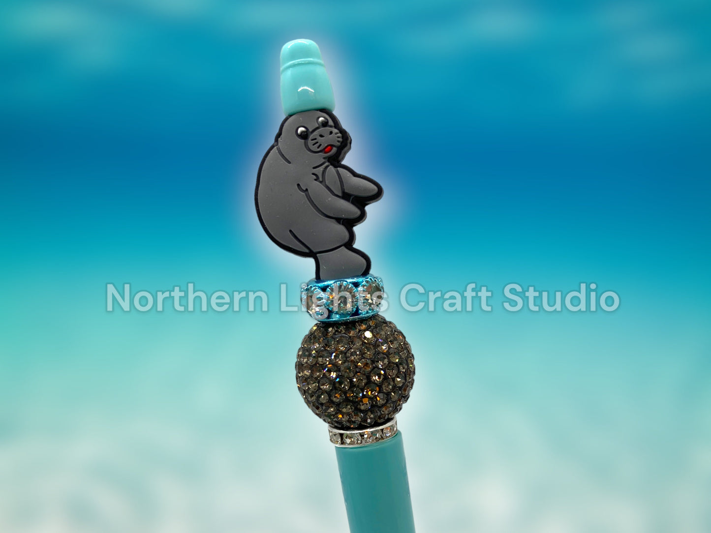 Cute Manatee Beaded Pen, Manatee, Save the Manatee Pen, Bling Pen, Sea Creatures Pen, Manatee Gift