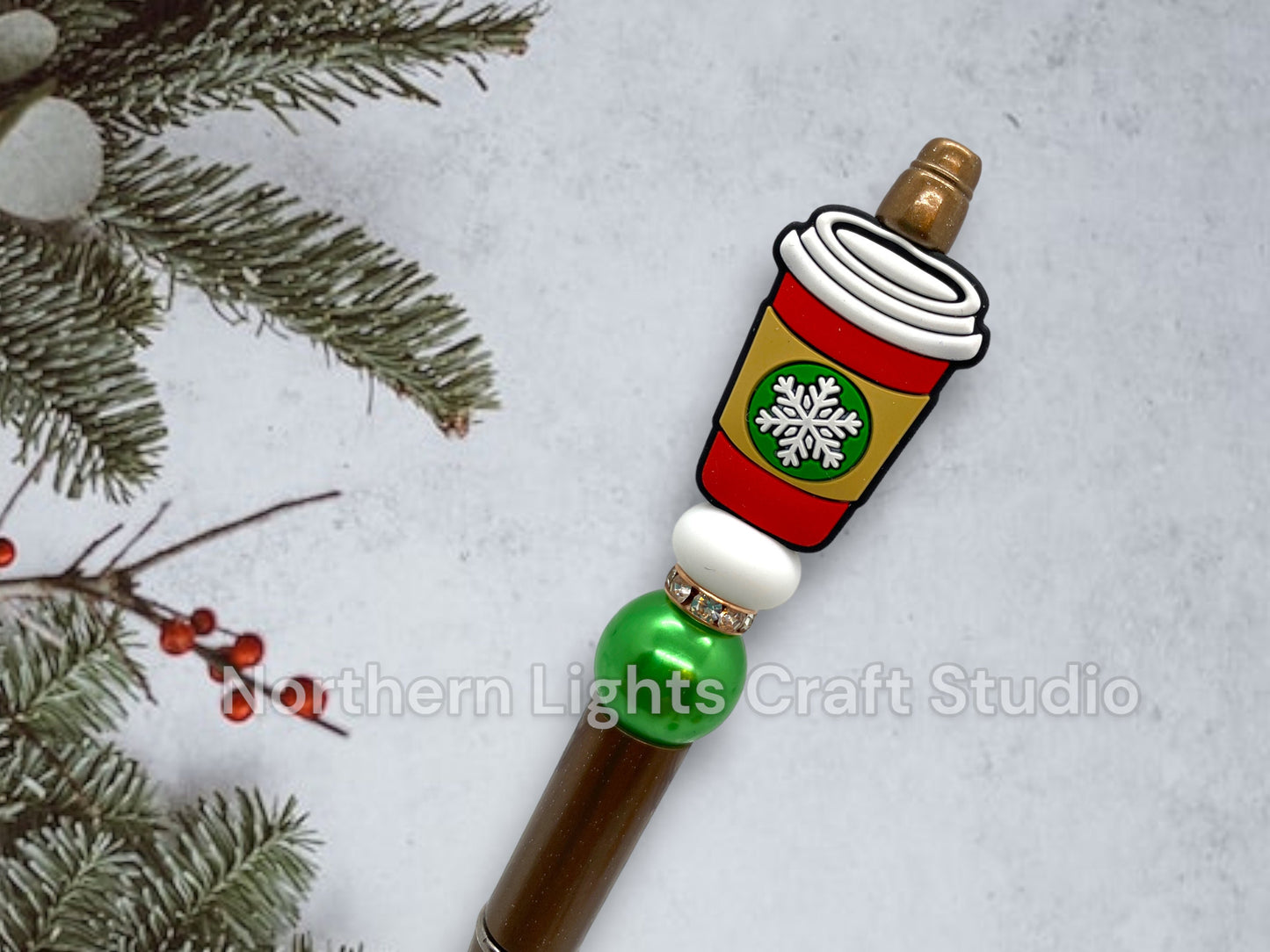 Beaded Christmas Pens, Beaded Pens, Beaded Coffee Pens, Peppermint Mocha Gift, Hot Chocolate Gift, Hot Cocoa Gift Idea, Coffee Basket Gift