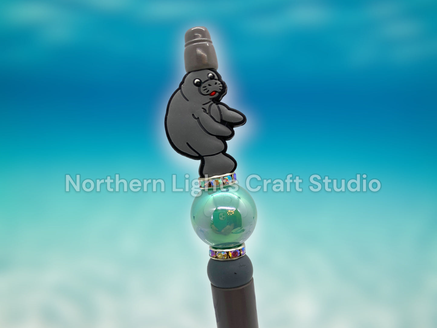 Cute Manatee Beaded Pen, Manatee, Save the Manatee Pen, Bling Pen, Sea Creatures Pen, Manatee Gift