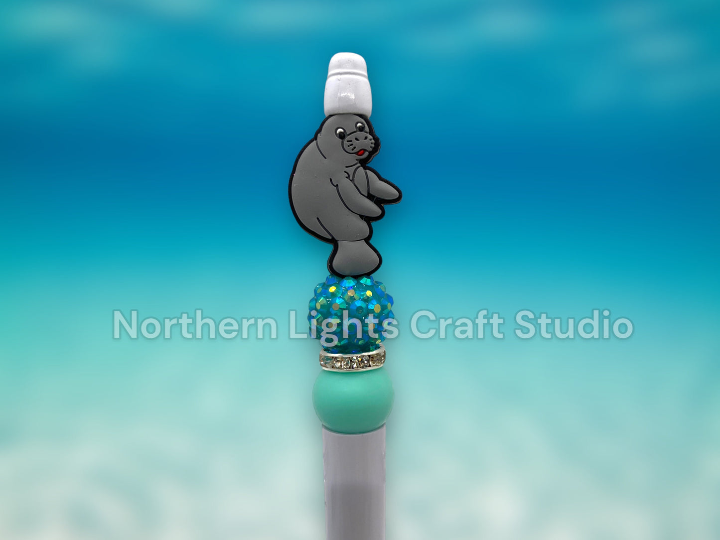 Cute Manatee Beaded Pen, Manatee, Save the Manatee Pen, Bling Pen, Sea Creatures Pen, Manatee Gift