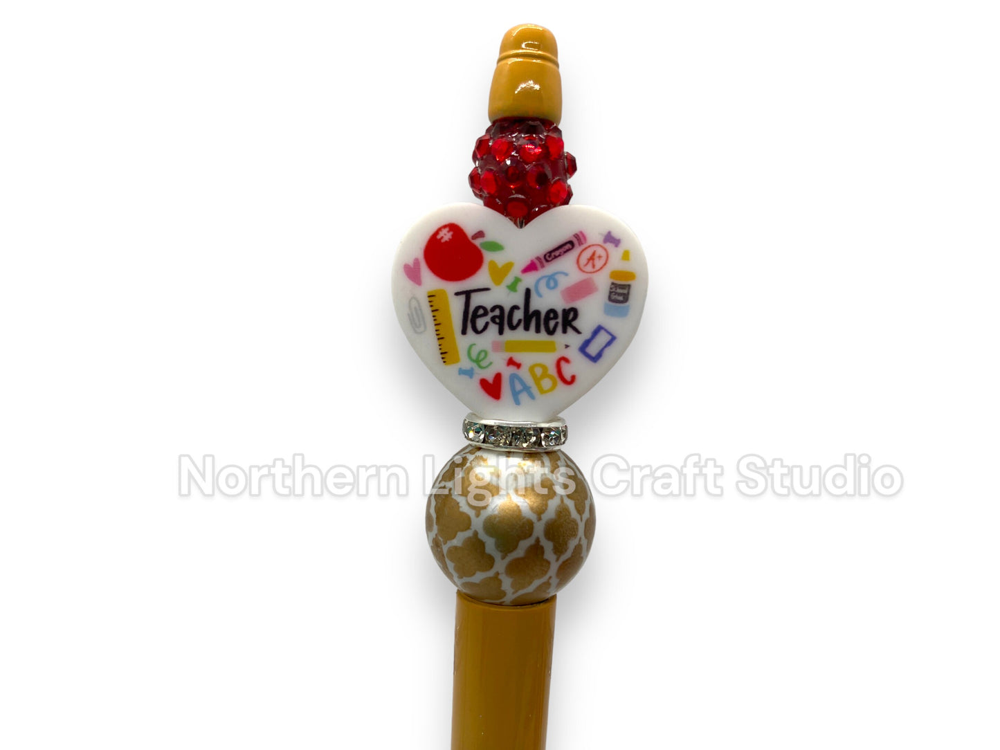 Bead Pen, Teacher Appreciation Gift, Inexpensive Teacher Gift, Bling Pen, Best Teacher Ever, Christmas Gift for Teachers, Teacher Apple