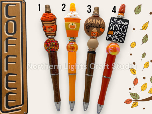 Beaded Coffee Pen, Bling Pen, Bling Coffee Pen, Gift for Coffee Lovers, Gourmet Coffee Pen, Pumpkin Spice Latte, Mama Spice, Pumpkin Spice