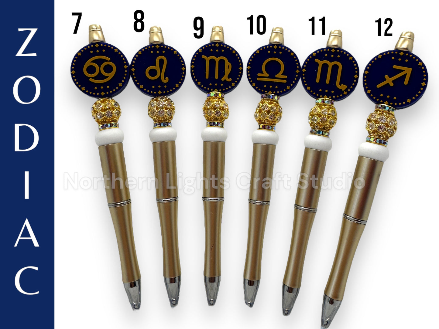 Custom Zodiac Beaded Pen, Horoscope Gift, Astrological Sign, Zodiac Beaded Ink Pen, Zodiac Constellation Bead, Bead Pen, Bling Zodiac