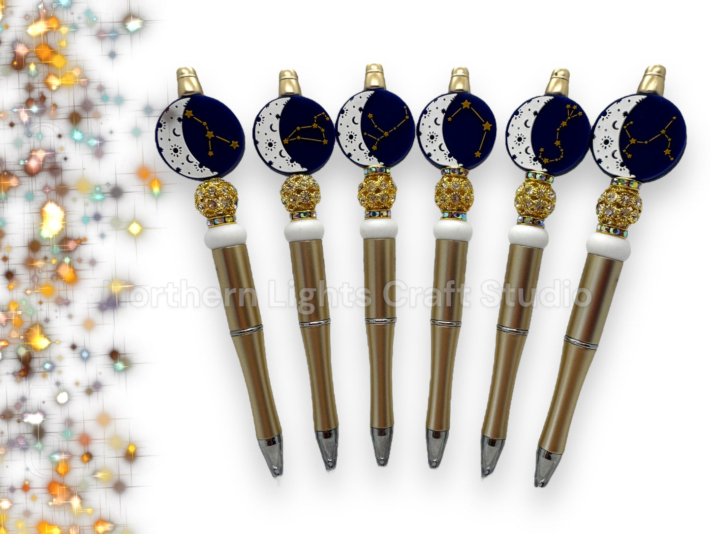 Custom Zodiac Beaded Pen, Horoscope Gift, Astrological Sign, Zodiac Beaded Ink Pen, Zodiac Constellation Bead, Bead Pen, Bling Zodiac