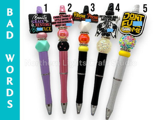 Swear Words Beaded Pens,, Sarcastic Pen, Beaded F*ck Pen, Swear Word Pens, Nosey B*tch, Hocus Pocus, Full of S*it, Don't F*ck With Me