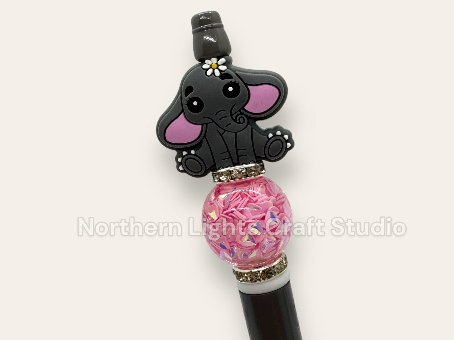 Custom Beaded Elephant Pen, Elephant Bead Pen, Elephant Stocking Stuffer Idea, Bling Elephant, Rhinestone Elephant