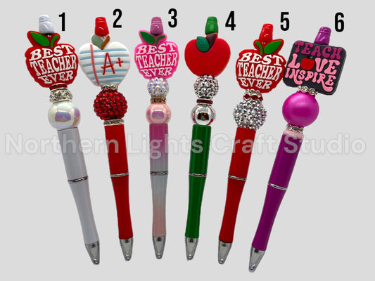 Teacher Appreciation Pen, Inexpensive Teacher Pen, Bling Pen, Best Teacher Ever, Teacher Christmas Gift, Teacher Apple, Teacher Bling Pen