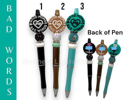 Swear Word Pens, Good Moms Say Bad Words, Sarcastic Pen, Beaded F*ck Pen, Bad Words Pens, Bad Language, Naughty Word Beads