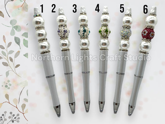Wedding Guest Book Pen, Bling Pen, Rhinestone Pen, Bridal Shower Guest Book, Bridesmaid Gift, Elegant Pen, Pearl pen, White Pen, Crystal Pen
