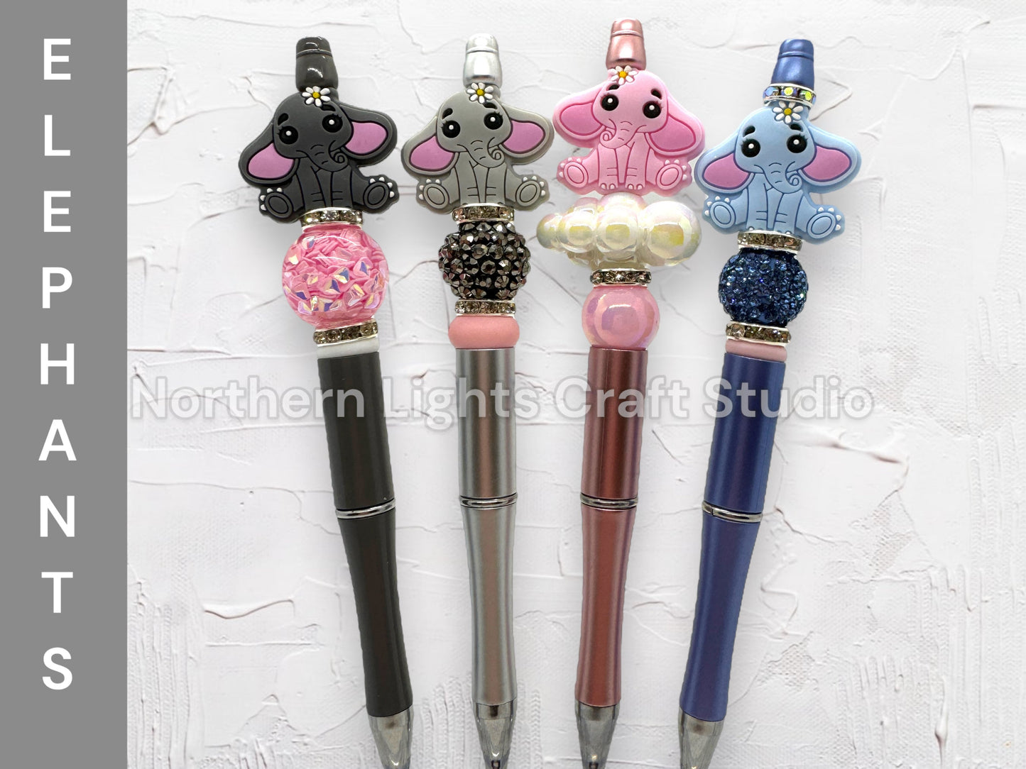 Custom Beaded Elephant Pen, Elephant Bead Pen, Elephant Stocking Stuffer Idea, Bling Elephant, Rhinestone Elephant