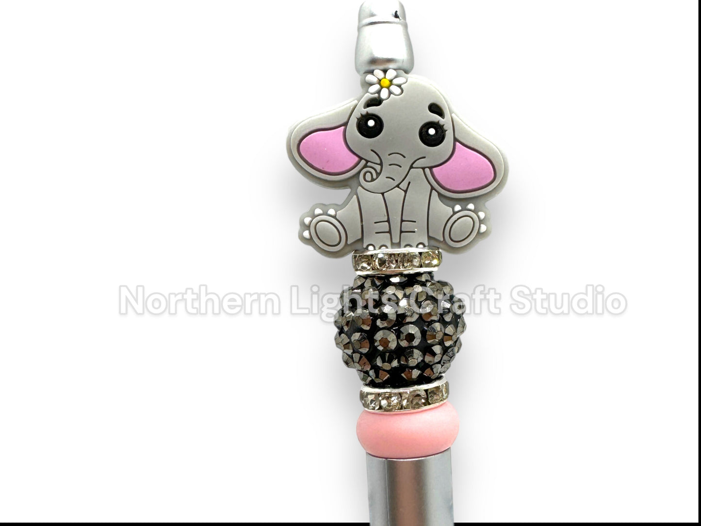 Custom Beaded Elephant Pen, Elephant Bead Pen, Elephant Stocking Stuffer Idea, Bling Elephant, Rhinestone Elephant