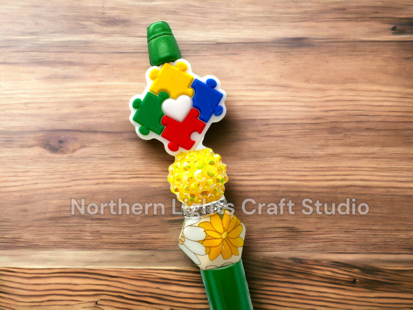 Custom Beaded Autism Awareness Pen, Autism Awareness Puzzle Bead Pen, Autism Therapist Gift Idea, Autism Support Pen