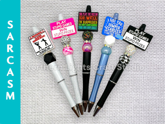 Sarcastic Pens, Play Stupid Games Win Stupid Prizes Silicone Focal Bead Pen, Don't Tell Me How to Do My Job Pen, Bling Sarcastic Gift