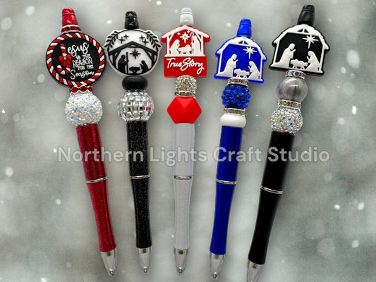 Custom Beaded Nativity Pen, Christmas Nativity Gift, Jesus is the Reason for the Season Pen, Nativity True Story, Jesus