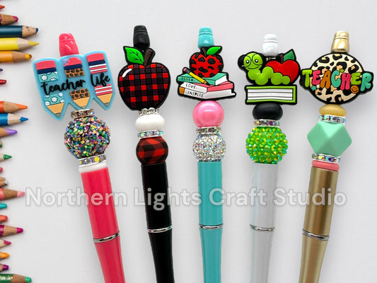 Teacher Appreciation Gift, Teacher Apple Pen, Bling Pen, Book Worm Pen, Teacher Christmas Gift, Cute Teacher Pen, Buffalo Plaid Teacher Pen