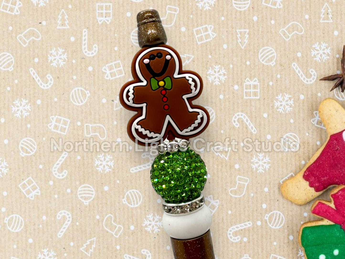 Gingerbread Pen, Gingerbread Man, Gingerbread House, Custom Beaded Gingerbread Pen