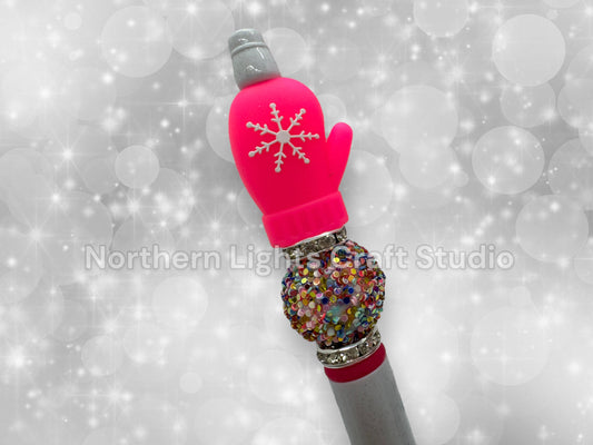 Beaded Mitten Pens, Custom Beaded Mitten Pen, Winter Mitten Gift, Stocking Stuffer Ideas, Baby It's Cold Outside, Rhinestone Mitten Pen