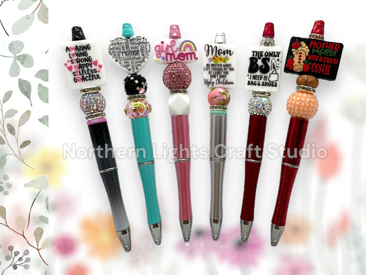 Beaded Mom Pen, Mom Pen, Fancy Mom Pen, Sarcastic Mom Pen, Rhinestone Mom Pen, Bling Mom Gift Idea, Girl Mom Pen, Mother Heart Pen