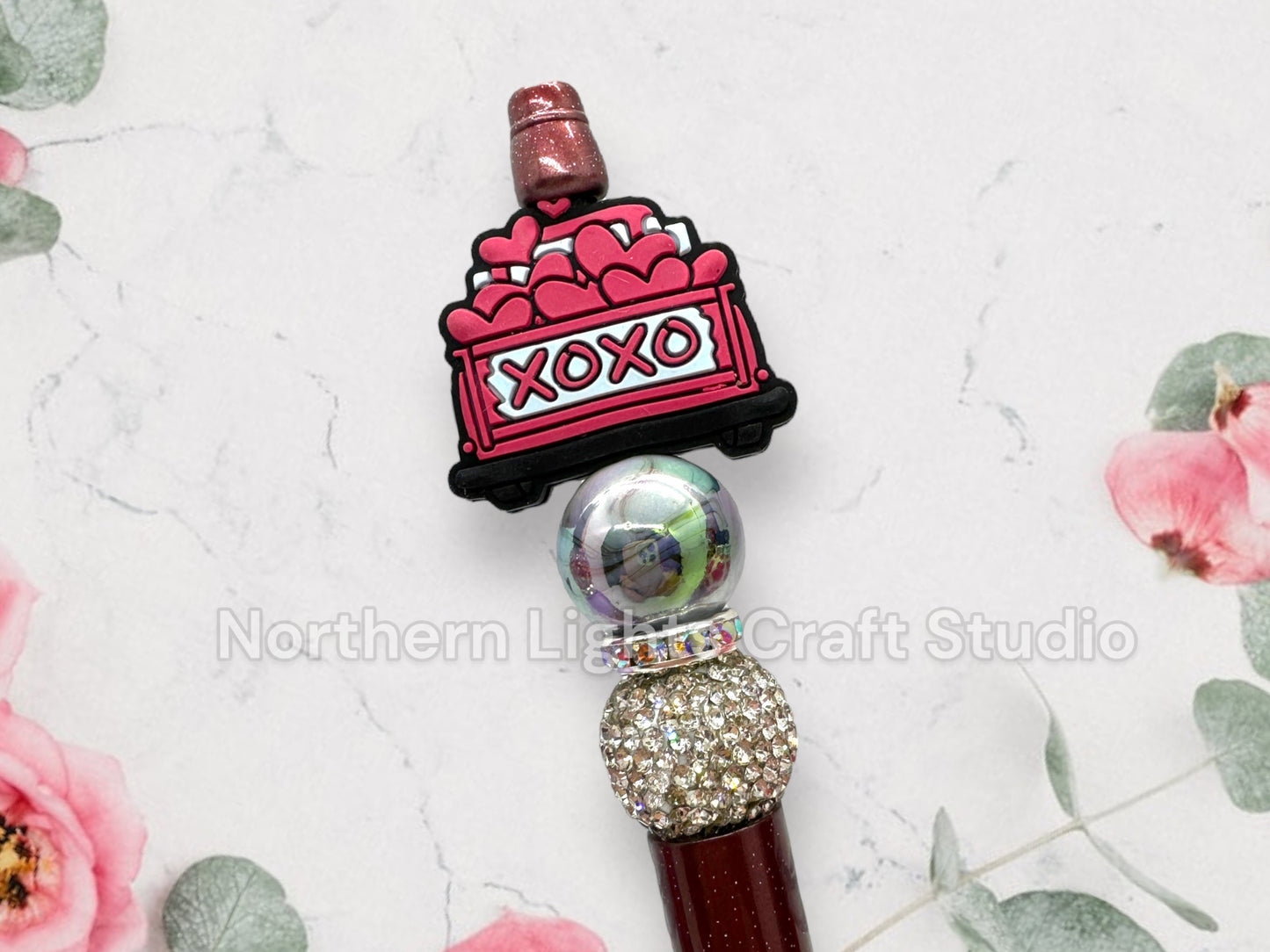 Valentine's Day Pen, Bling Pen, XOXO Beaded Pen, Love Themed Pens, Happy Valentine's Day Pen, Rhinestone Valentine's Pens