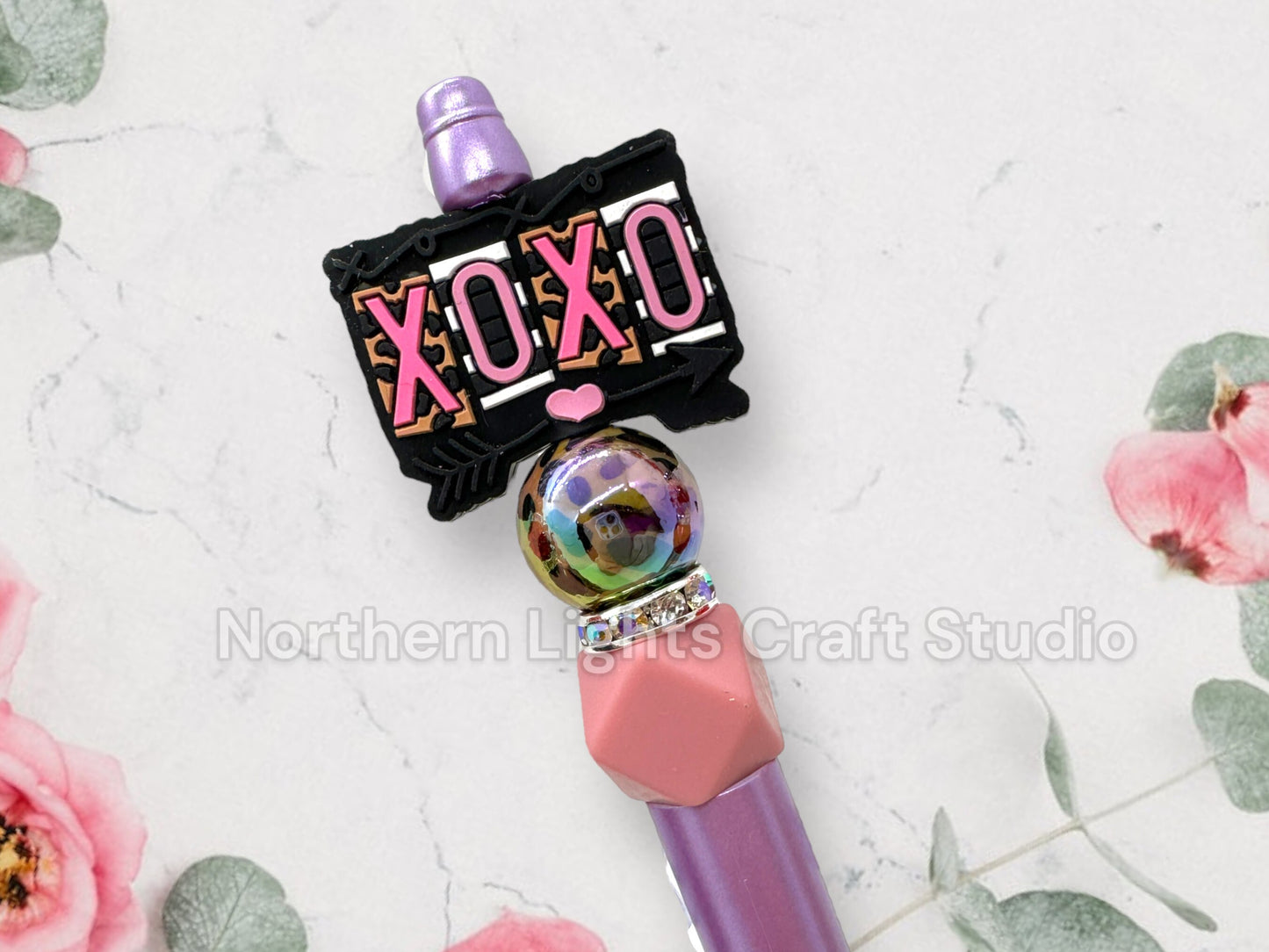 Valentine's Day Pen, Bling Pen, XOXO Beaded Pen, Love Themed Pens, Happy Valentine's Day Pen, Rhinestone Valentine's Pens