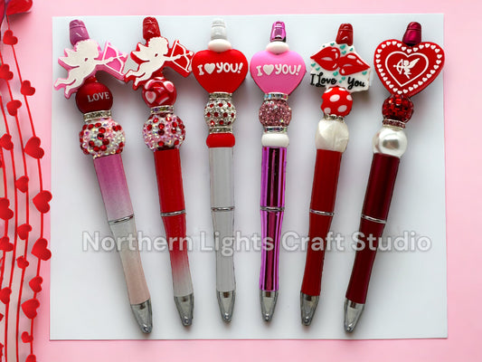 Valentine's Day Pen, Custom Beaded Cupid Pen, I Love You Pen, Bling Heart Pen