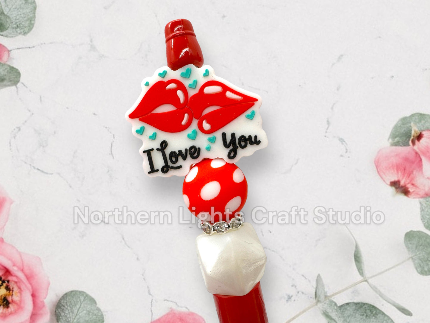 Valentine's Day Pen, Custom Beaded Cupid Pen, I Love You Pen, Bling Heart Pen