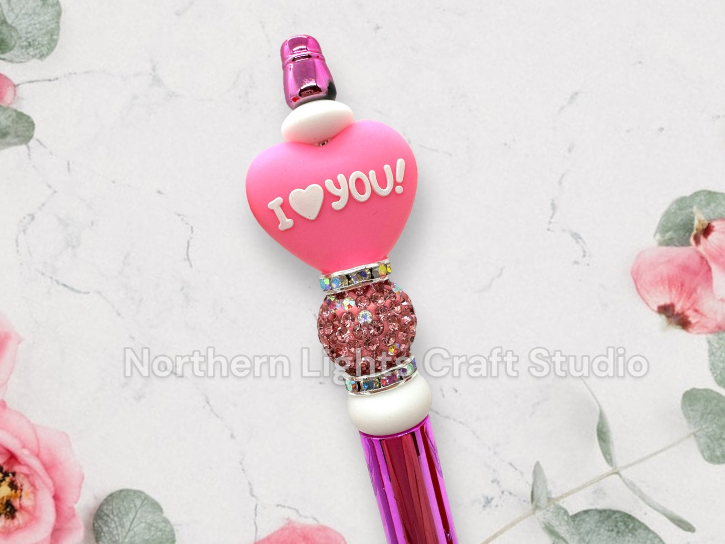 Valentine's Day Pen, Custom Beaded Cupid Pen, I Love You Pen, Bling Heart Pen