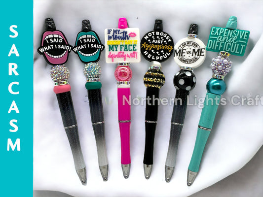 Sarcastic Beaded Pens, I Said What I Said, If My Mouth Doesn't Say It My Face Definitely Will, Not Bossy Just Aggressively Helpful Pen