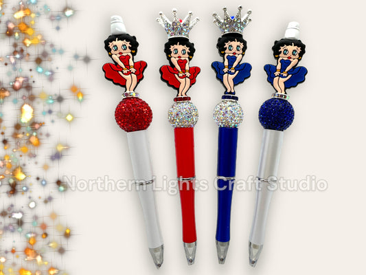 Beaded Betty Boop Pen, Betty Boop Beaded Pen, Betty Boop Pen, Queen Betty, Rhinestone Betty Boop Pen, Bling Betty Boop, Betty Boop Gift