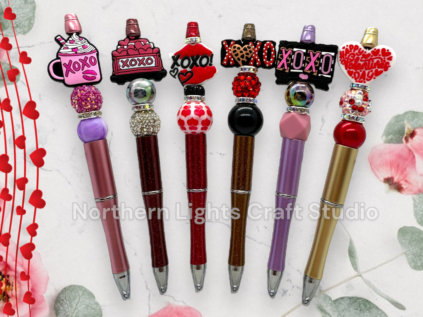Valentine's Day Pen, Bling Pen, XOXO Beaded Pen, Love Themed Pens, Happy Valentine's Day Pen, Rhinestone Valentine's Pens