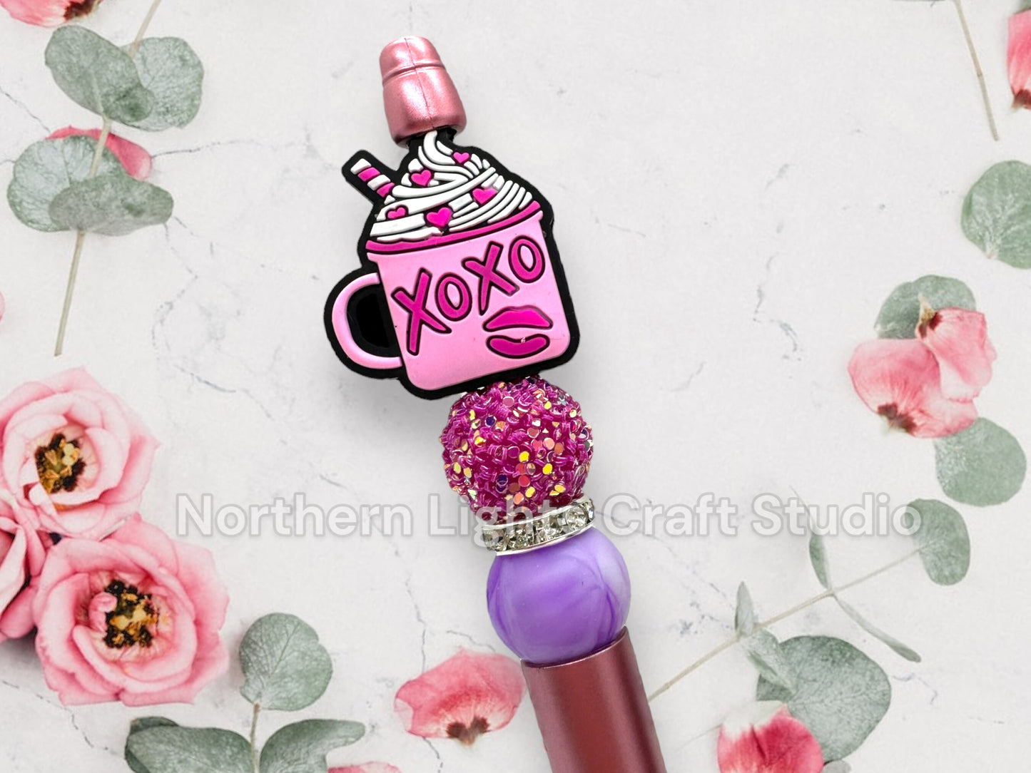 Valentine's Day Pen, Bling Pen, XOXO Beaded Pen, Love Themed Pens, Happy Valentine's Day Pen, Rhinestone Valentine's Pens
