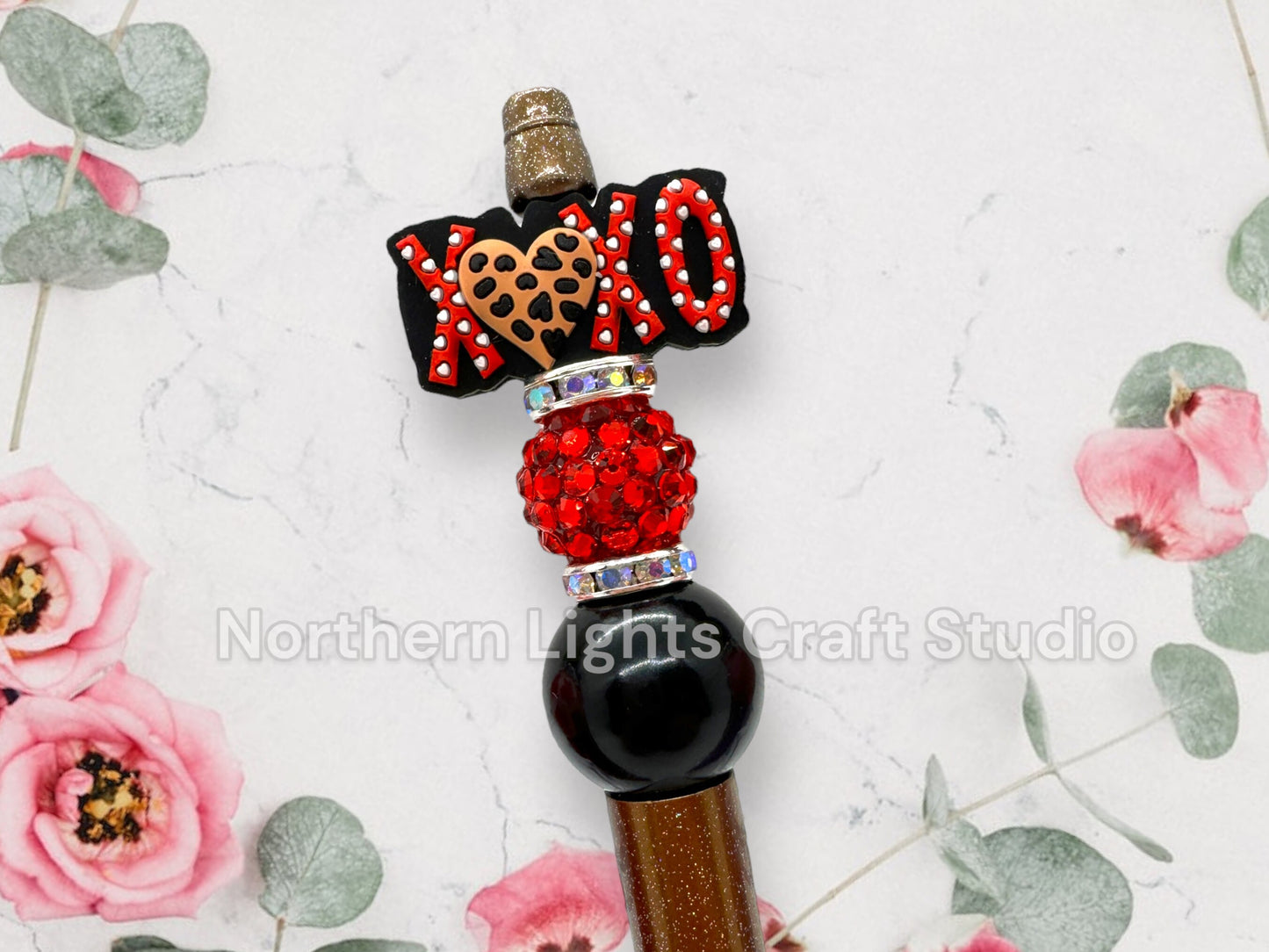 Valentine's Day Pen, Bling Pen, XOXO Beaded Pen, Love Themed Pens, Happy Valentine's Day Pen, Rhinestone Valentine's Pens