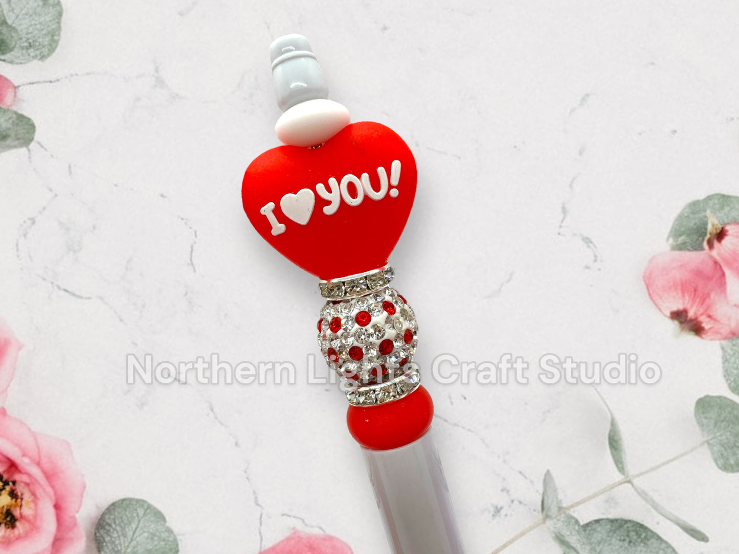 Valentine's Day Pen, Custom Beaded Cupid Pen, I Love You Pen, Bling Heart Pen