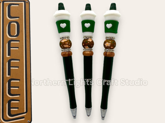 Limited Edition 3D  Coffee Pen, Beaded Pens, Beaded Coffee Pens, Gift for Coffee Lovers