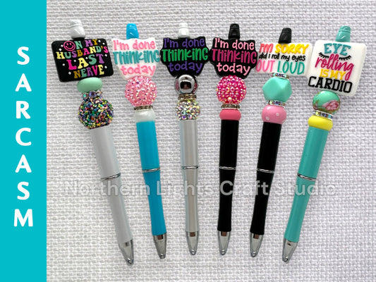 Sarcastic Beaded Pens, On My Husband's Last Nerve Pen, Roll Eyes Out Loud Pen, I'm Done Thinking Today, Eye Rolling is My Cardio Pen