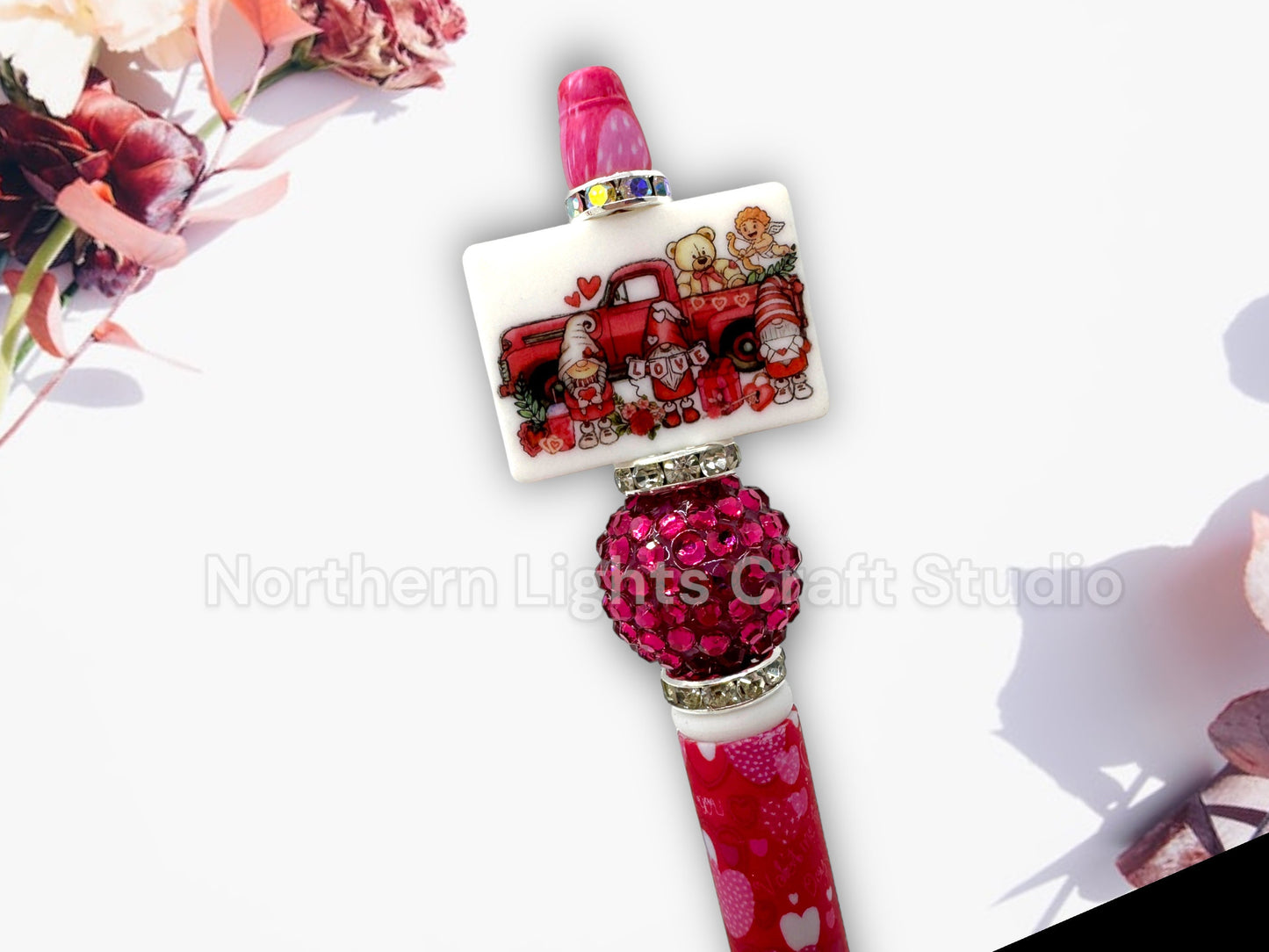Valentine's Day Pen, Bling Pen, Gnome Pen, Love Themed Pens, Happy Valentine's Day Pen, Gnome Truck Pen