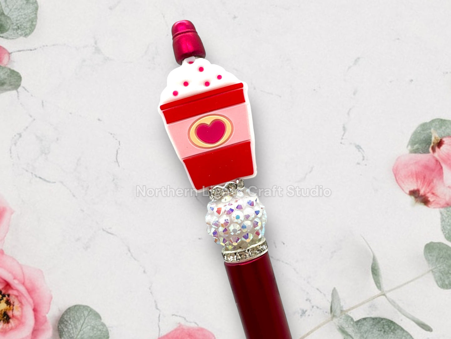 Beaded Valentine Pen, Custom Valentine Bead Pen, Be Mine Pen, Valentine's Day Gift, Valentine Truck, I Love You A Latte Charm Pen