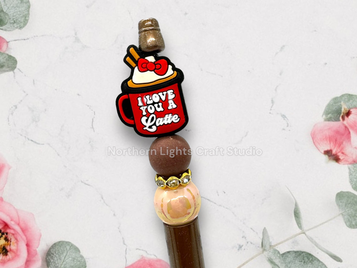 Beaded Valentine Pen, Custom Valentine Bead Pen, Be Mine Pen, Valentine's Day Gift, Valentine Truck, I Love You A Latte Charm Pen