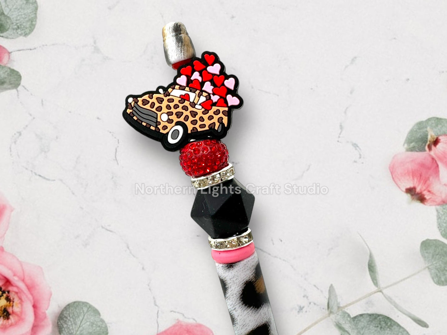 Beaded Valentine Pen, Custom Valentine Bead Pen, Be Mine Pen, Valentine's Day Gift, Valentine Truck, I Love You A Latte Charm Pen