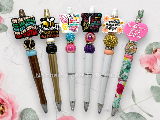 Beaded Positivity Pen, You are Worthy You are Loved, Be Yourself Everyone Else is Taken, Do What Makes You Happy