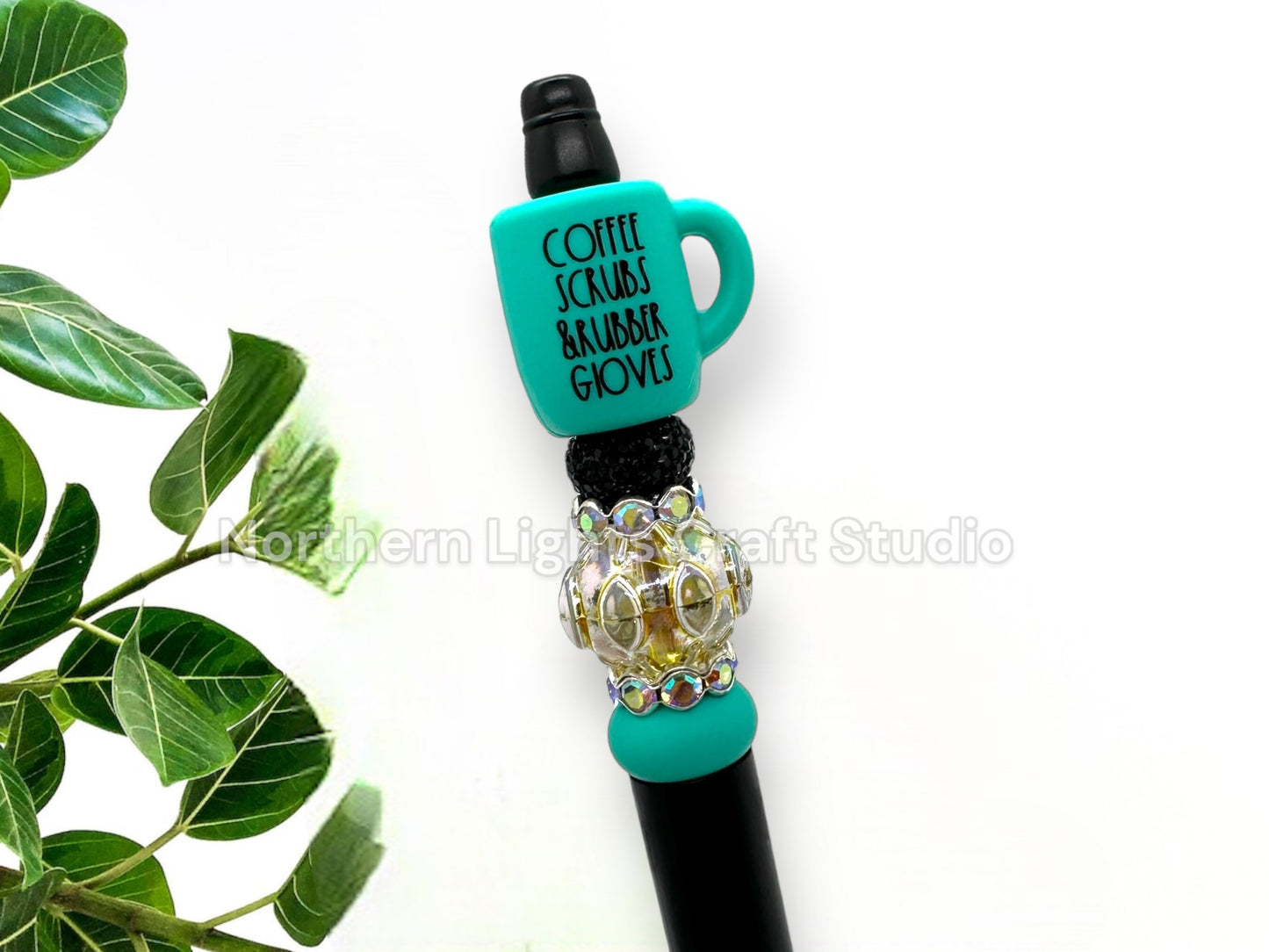 Custom Beaded Nurse Coffee Pens, Medical Staff Pens, Coffee Scrubs Rubber Gloves Coffee Bead Pen