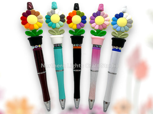 Custom Beaded Flower Pen, Potted Flower Pen, Potted Flower Pen, Bling Flower Pen, Bling Flower Pen, Fancy Flower Pen