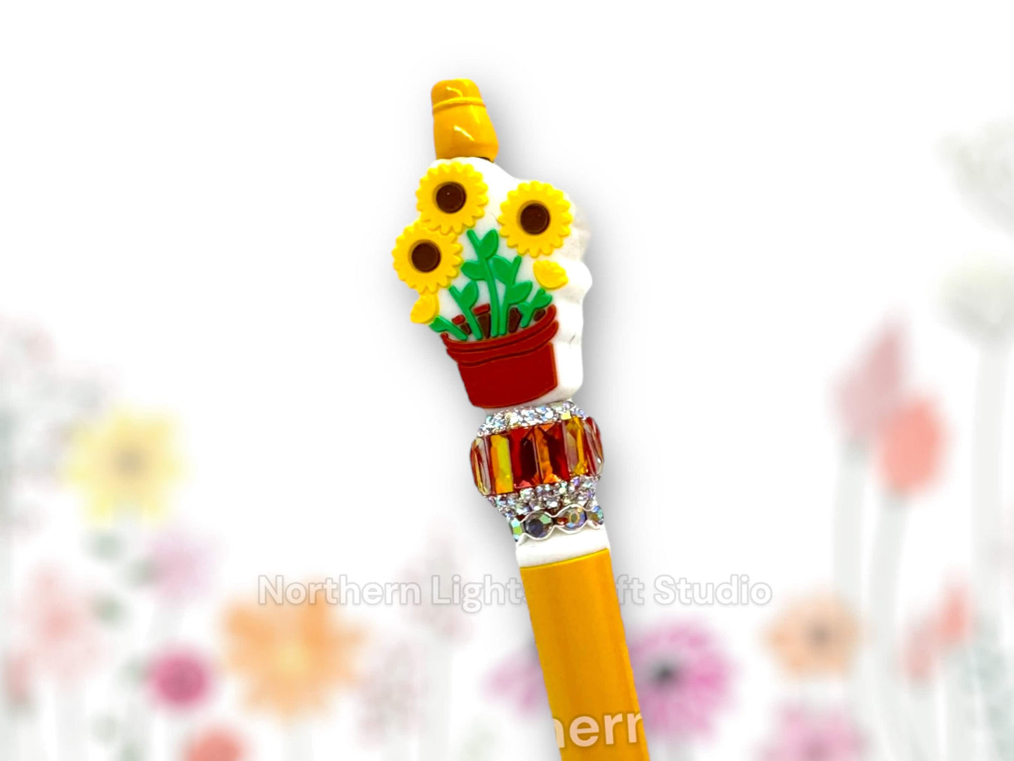 Beaded Flower Pen, Potted Flower Pen, Potted Flower Pen, Bling Flower Pen, Bling Flower Pen, Fancy Flower Pen