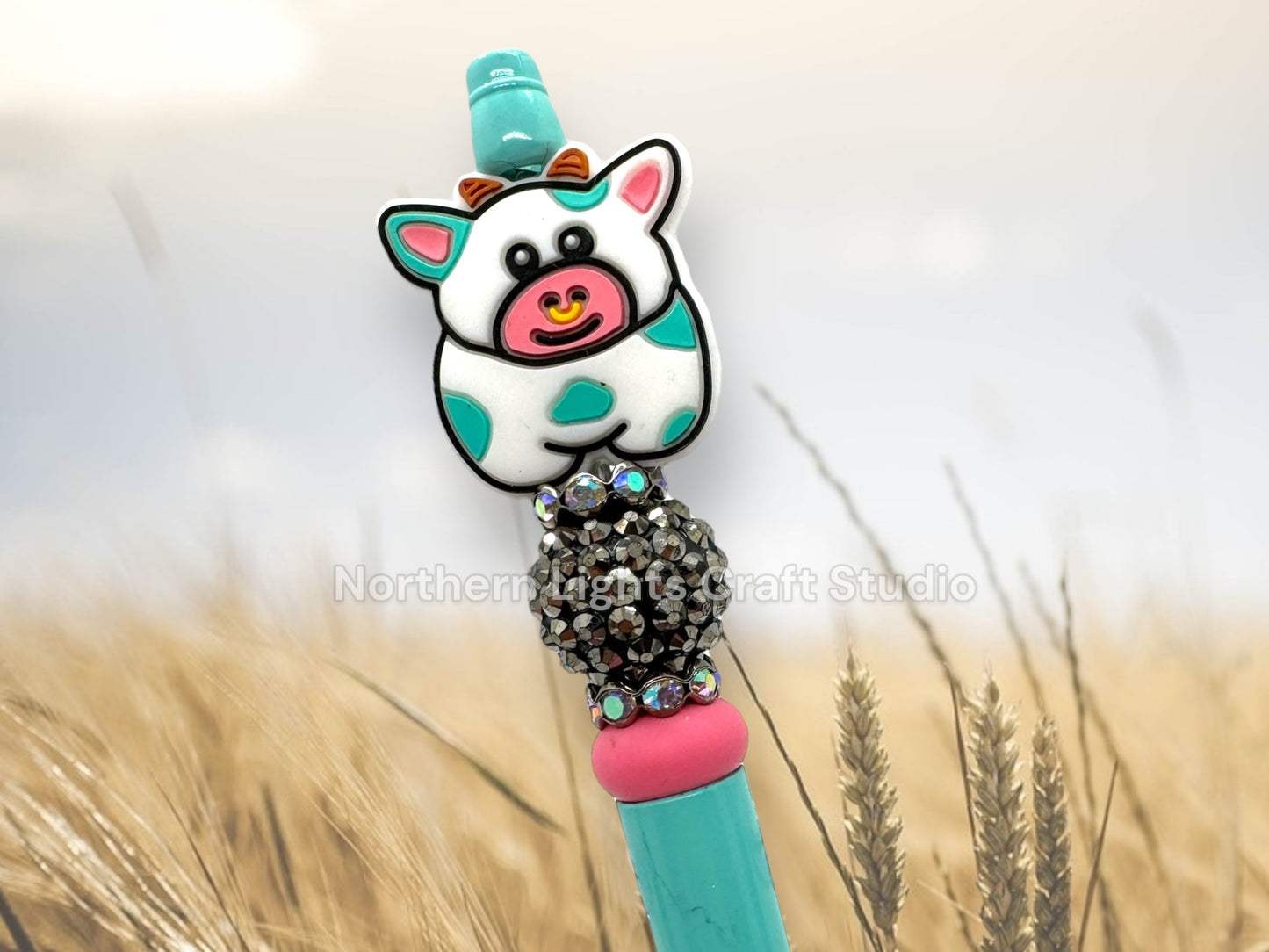 Cow Pen, Beaded Cow Pen, Custom Beaded Cow Pen, Cow Beaded Pen, Silicone Cow, Bling Pen, Bling Cow Pen, Cow Print Pen,