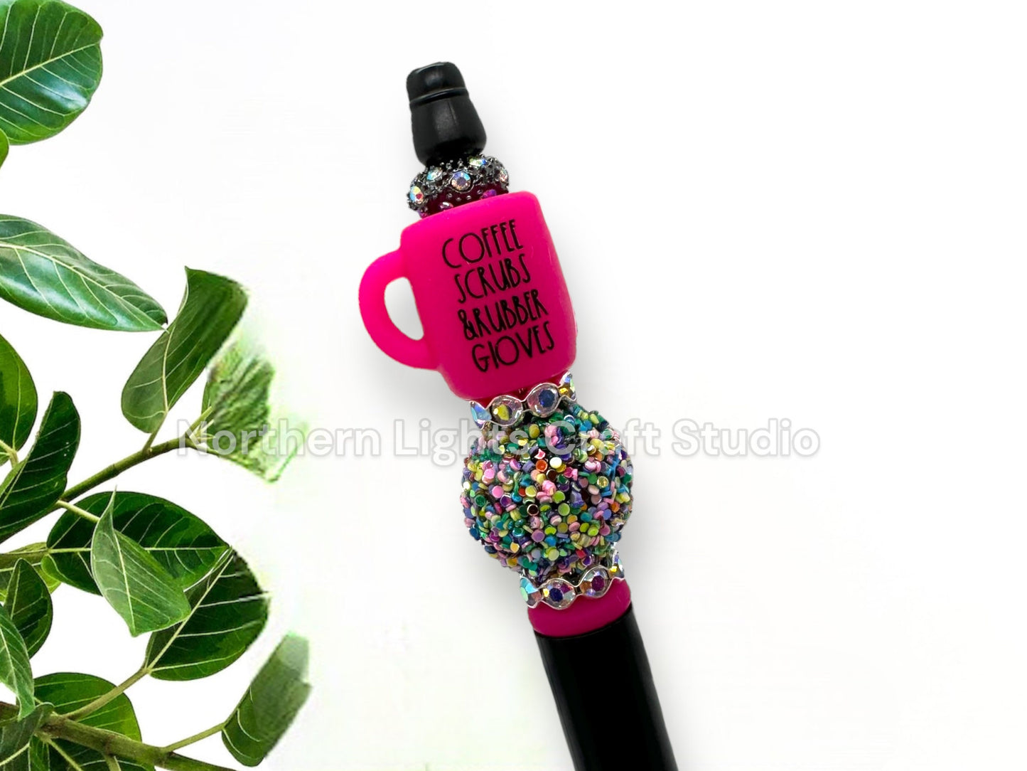 Custom Beaded Nurse Coffee Pens, Medical Staff Pens, Coffee Scrubs Rubber Gloves Coffee Bead Pen